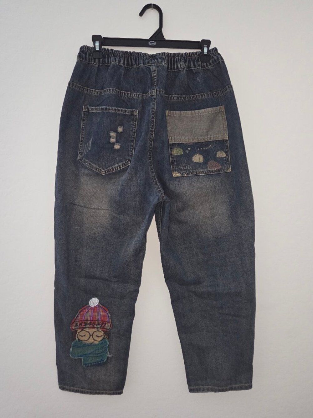 Casual Jeans Denim Loose Pants Elastic Waist with Pockets Size XL (14-16) - Picture 6 of 9